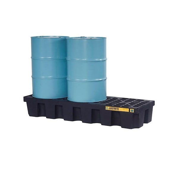 Justrite 3 Drum Plastic Pallet, In-Line, With Drain, Black - 28629 28629 - main